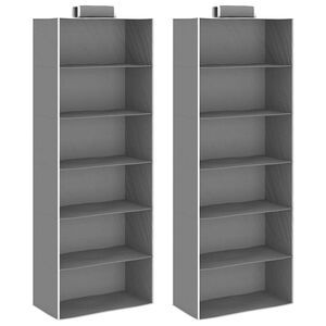 vidaXL Kledingorganisers hangend 2 st met 6 schappen stof