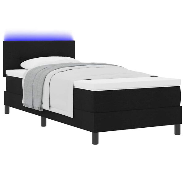 vidaXL Boxspring bed met matras met LED Zwart 90 x 190 cm Stof