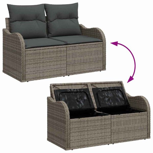 vidaXL Tuinbankenset met kussen 6 pcs Grijs poly rattan