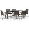 vidaXL 7-delige Tuinset met kussens poly rattan en staal