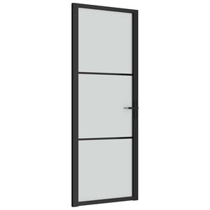 vidaXL Binnendeur 76x201,5 cm matglas en aluminium zwart