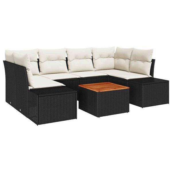 vidaXL Tuin Sofa Set 7 pcs Zwart en wit