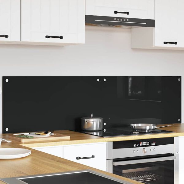 vidaXL Keuken Achterwand 2 pcs Zwart 80 x 40 cm gehard glas
