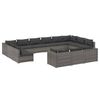 vidaXL 13-delige Loungeset met kussens poly rattan grijs