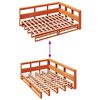 vidaXL Bed met boekenkast zonder matras grenenhout wasbruin 135x190 cm