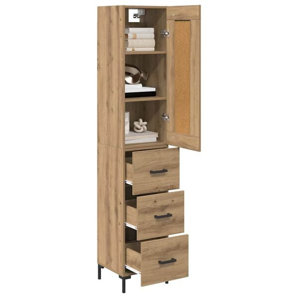 vidaXL Highboard Artisan Eiken 34,5 x 34 x 180 cm Bewerkt hout