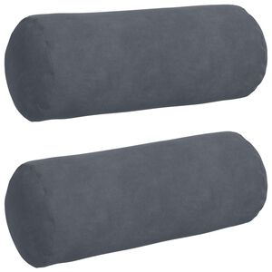 vidaXL Bolster Kussens 2 stuks Donkergrijs &Oslash; 15 x 40 cm Cordstof