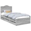 vidaXL Bedframe met lade Grijze Sonoma 100 x 200 cm Ingenieurshout