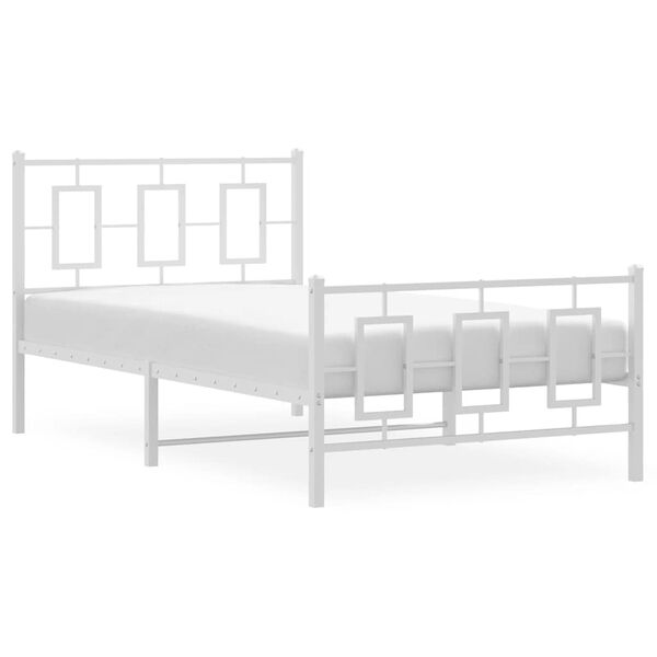vidaXL Bedframe met hoofd- en voeteneinde metaal wit 100x190 cm