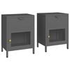 vidaXL Nachtkastjes 2 st 40x30x54,5 cm staal en glas antracietkleurig