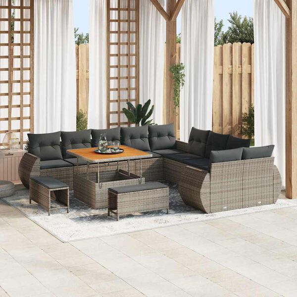vidaXL Tuin Sofa Set 13 pcs Grijs poly rattan