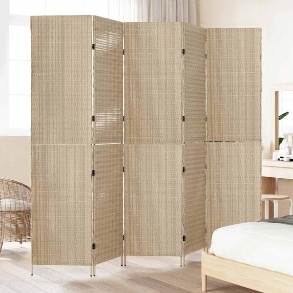 vidaXL Kamerverdeler Beige 242 x 180 cm poly rattan