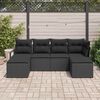vidaXL Bankstel met kussen met opslag 6 pcs Zwart poly rattan