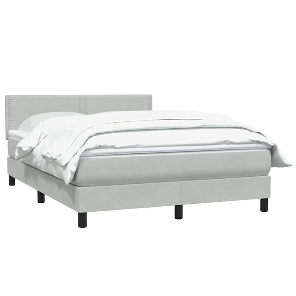 vidaXL Boxspring met matras fluweel lichtgrijs 140x220 cm