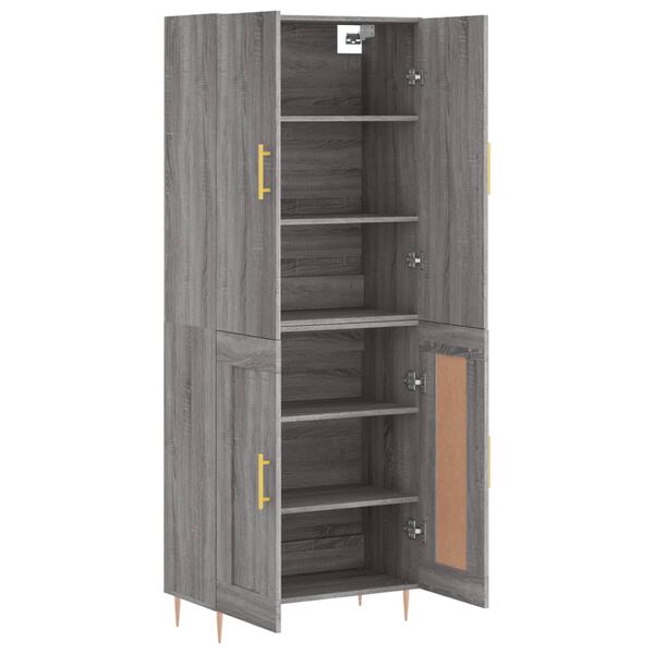 vidaXL Hoge kast 69,5x34x180 cm bewerkt hout grijs sonoma eikenkleurig