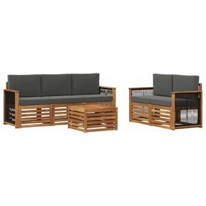 vidaXL Sofa-Sets met kussen 6 pcs Massief Acaciahout