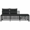vidaXL 3-delige Loungeset met kussens poly rattan zwart
