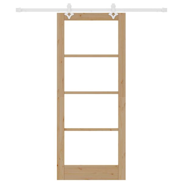 vidaXL Schuifdeur Naturel 83 x 202 cm Massief grenenhout en glas