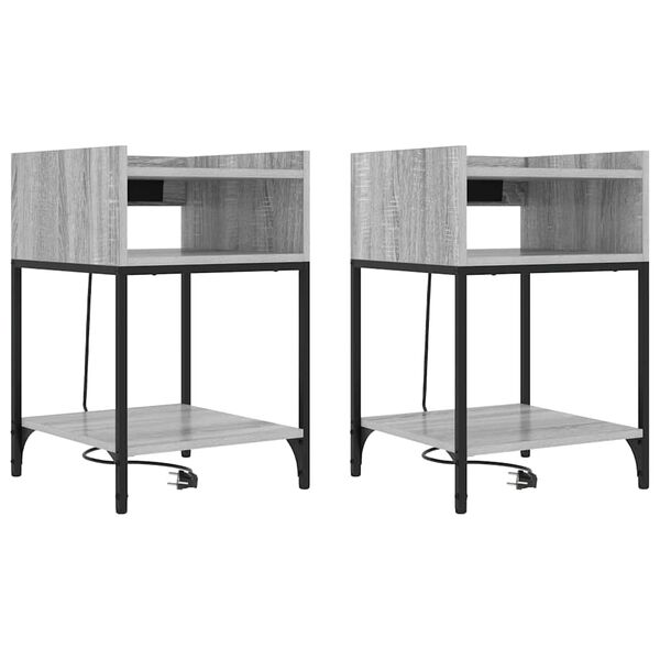 vidaXL Nachtkastje 2 pcs Grijs Sonoma 40 x 40 x 61 cm Bewerkt hout