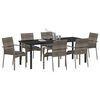 vidaXL Tuin eettafelset met kussen 7 pcs Grijs poly rattan