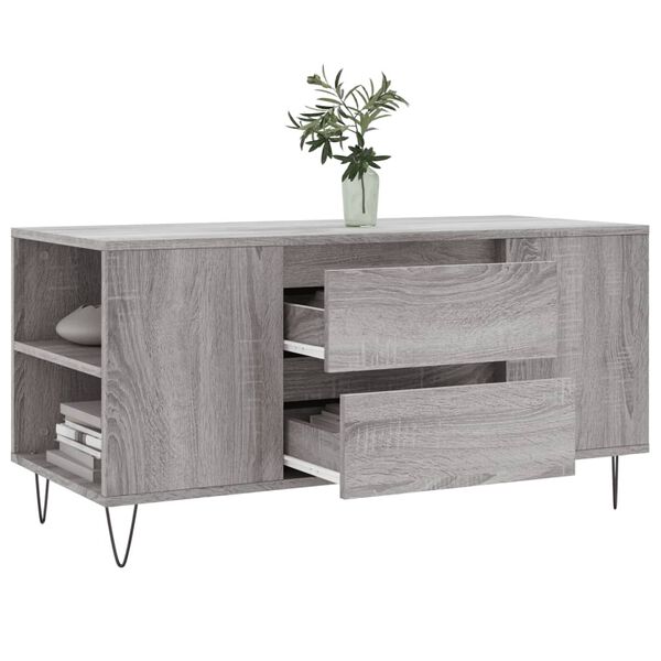 vidaXL Salontafel 102x44,5x50 cm bewerkt hout grijs sonoma eikenkleur
