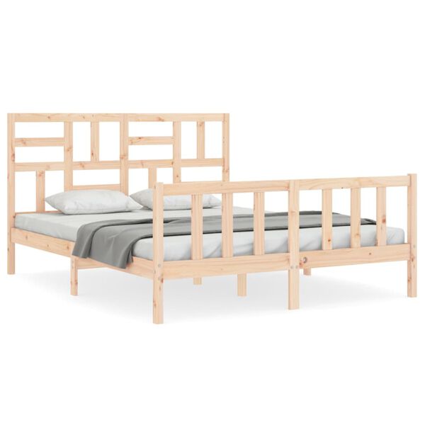 vidaXL Bedframe met hoofdbord massief hout