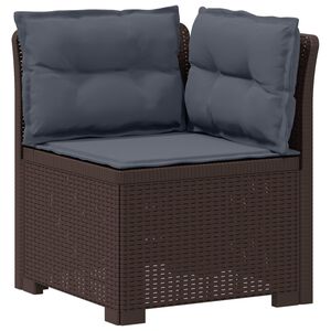 vidaXL E&eacute;npersoons Tuinbank met Kussens Rattan Look PP Bruin