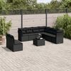 vidaXL 10-delige Loungeset met kussens poly rattan zwart
