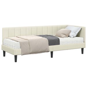 vidaXL Hoekbedframe met Matras met hoofdeinde 2 st Cr&egrave;me Fluweel