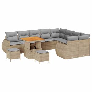 vidaXL Tuin Sofa Set 12 pcs Beige poly rattan