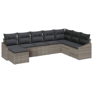 vidaXL Tuin Sofa Set met kussen met opslag 8 pcs Grijs poly rattan