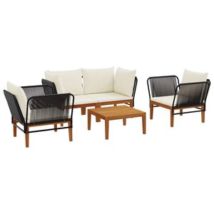 vidaXL 5 st Massief acaciahout & touw Naturel