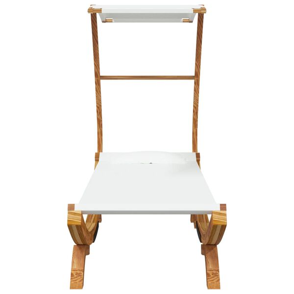 vidaXL Loungebed met luifel 100x190x134 cm massief gebogen hout cr&egrave;me