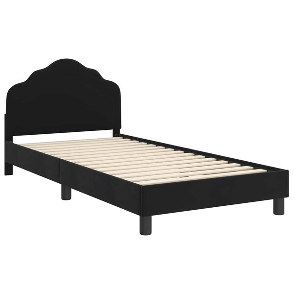vidaXL Bedframe voor kinderen met hoofdbord Zwart 90 x 200 cm Fluweel