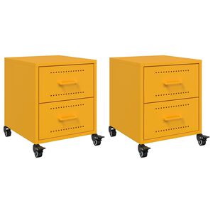 vidaXL Nachtkastjes 2 st 36x39x43,5 cm staal mosterdgeel