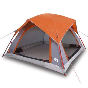 vidaXL Tent 4-persoons waterdicht grijs en oranje