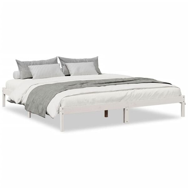 vidaXL Bedframe extra lang zonder matras grenenhout wit 200x210 cm