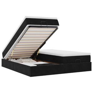 vidaXL Ottoman bed met matrassen 200x200cm fluweel zwart