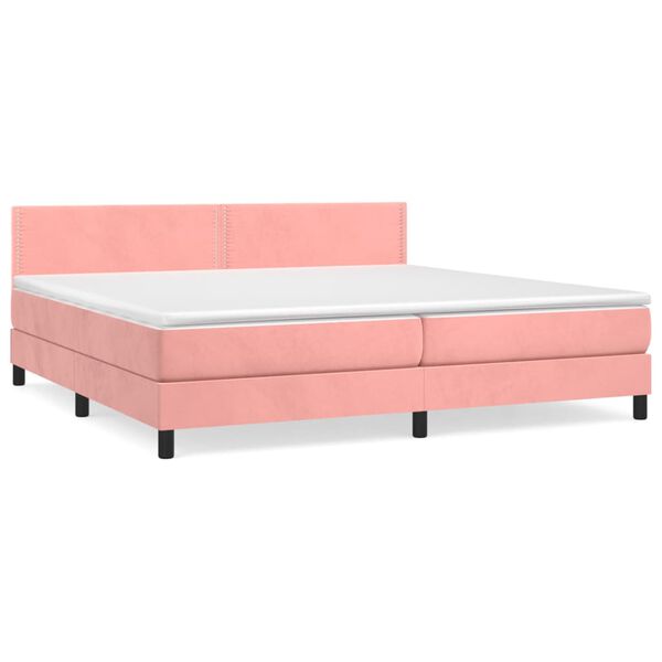 vidaXL Boxspring met matras fluweel roze 200x200 cm
