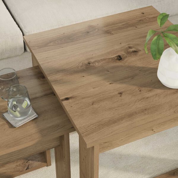 vidaXL Koffietafel Set 2 pcs Artisan Eiken Bewerkt hout