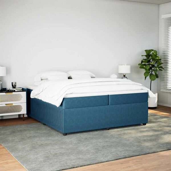 vidaXL Boxspring met matras fluweel donkerblauw 200x200 cm