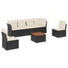vidaXL 7-delige Loungeset met kussens poly rattan zwart