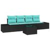 vidaXL Tuin Sofa Set 5 st Zwart en Turquoise poly rattan