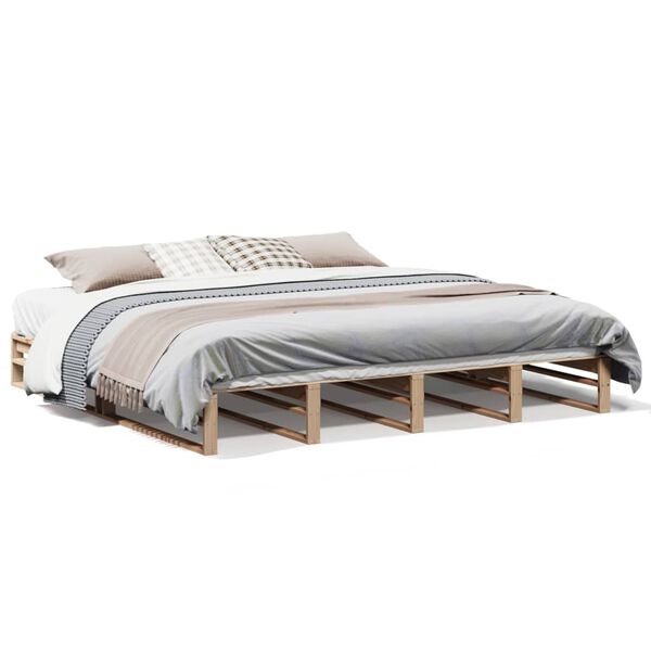 vidaXL Bedframe zonder matras massief grenenhout 200x200 cm
