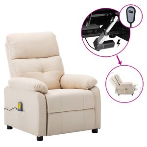 vidaXL elektrische massagestoel cr&egrave;me stof