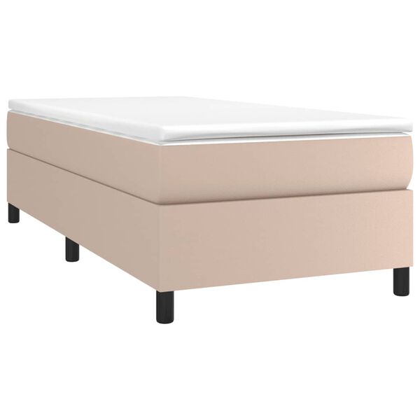 vidaXL Boxspring met matras kunstleer cappuccinokleurig 90x190 cm