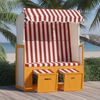 vidaXL Strandstoel met luifel poly rattan en massief hout rood en wit
