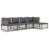 vidaXL 5-delige Loungeset met kussens poly rattan antracietkleurig