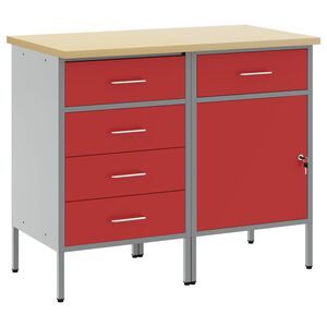 vidaXL Werk kast met lade met slot 2 st Rood en Grijs 100 x 55 x 85 cm