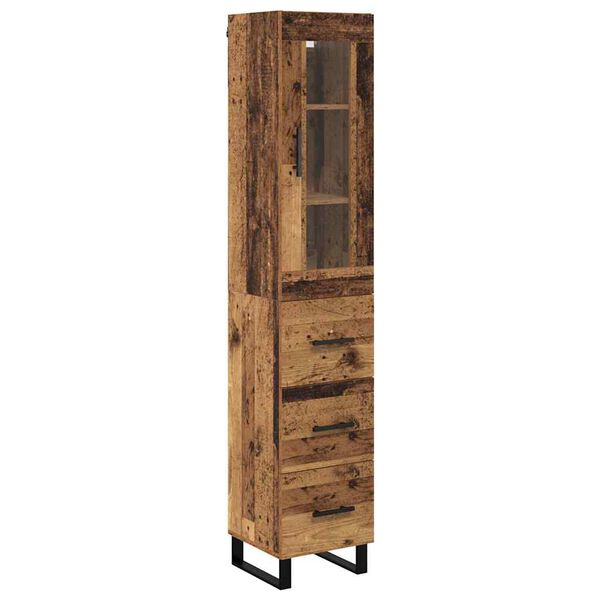 vidaXL Highboard met lade Oud Hout 34,5 x 34 x 180 cm Bewerkt hout